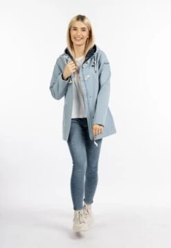 Schmuddelwedda Manteaux Courts Manteau Mi-saison Femme Bleu Clair -Schmuddelwedda 264bed551762040eaa78dc563a1328ce